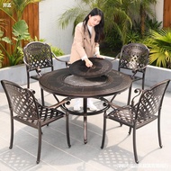 HY-16💞Outdoor Barbecue Table and Chair Cast Aluminum Commercial Outdoor Leisure Charcoal Barbecue Grill Courtyard Table