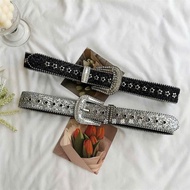 Super beautiful YK2 style belt with sparkling stones, hottrend Korean style dress belt for women