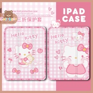 Hello Kitty Ipad Case with Pencil Holder PU Case ipad Mini 2/3 Ipad 9th Generation Ipad Air 4/5 Smart Tablet Case Cover Cute Casing Ipad Case Pink Cover Apple Ipad