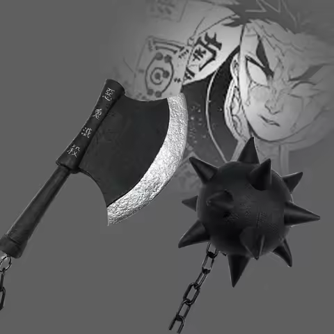 1:1 Demon Slayer Himejima Gyomei Swords Meteor Hammer Sword Broad Axe Knife Cosplay Weapon Props Pro