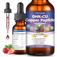 GHK-CU Peptide Supplement Liquid Drops, Premium 6-in-1 GHK CU Copper Peptides dengan Kolagen Marin, 