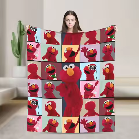Elmo S-Sesame Street Blankets Sesame Street Cartoon Comedy Flannel Awesome Warm Throw Blankets for B