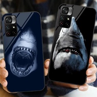 Shark 01 Glass Phone Case For Xiaomi POCO F3 F4 F5 M3 M4 M5 M6 4G X3 X4 GT NFC X5 X6 PRO 5G