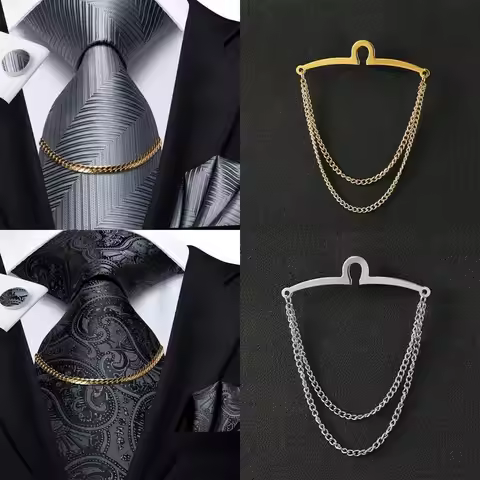 New U-shaped Tie Clip Shirt Chain-buckle Tie Shirt Chain Buckle Necktie Formal Banquet Business Wedd