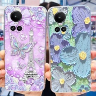 For Oppo Reno10 Reno 10 5G Cover Case tower flower Painted Soft Silicone TPU Casing for OPPO Reno10 CPH2531
