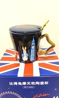 Peter Rabbit彼得兔摩天輪陶瓷杯套裝 （全新， 杯身實物近海軍藍色，                 非黑色）                                                                                宜：咖啡杯；茶水杯；實用送閨蜜、同學、朋友生日禮物；聖誕禮物；抽獎禮物；情人節禮物