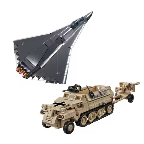 Military WW2 MOC Airforce J-36 Stealth Fighter Jet Weapon Soldiers Figures Building Blocks Bricks Se