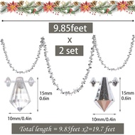 Christmas Tree Crystal Beads Garland,19.7 Feet Iridescent Silvery and Clear Acrylic Beaded Garland f