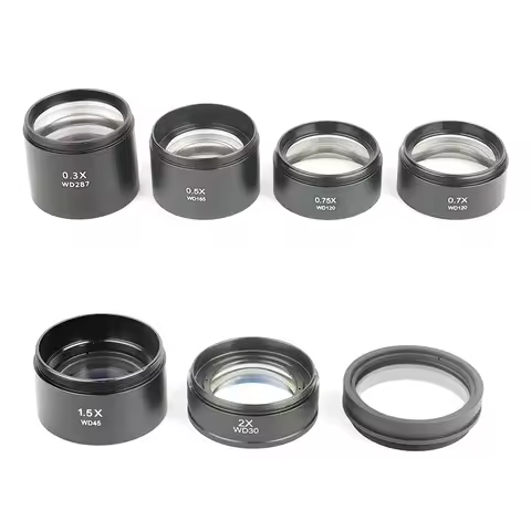 0.3X/0.5X/0.7X/0.75X/1.5X/2X Trinocular Binocular Stereo Microscope Auxiliary Objective Lens M48 Mou