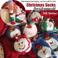 [SG SELLER] Cartoon Christmas Coral Velvet Socks Thickened Transparent Ball Gift Set Kindergarten De