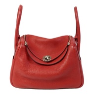 HERMES Clemence皮革Lindy 26手挽肩背兩用袋Rouge Garance