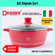 (Ready Stock) Dessini Italy (Maroon / Black) 28cm Die Cast Non Stick Casserole Cookware Periuk Masak