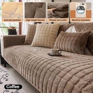 Flannel Sofa Cushion Thicken Non-slip Fabric Soft Sofa Cuhsion Plush Sofa Mat Universal Full Cover