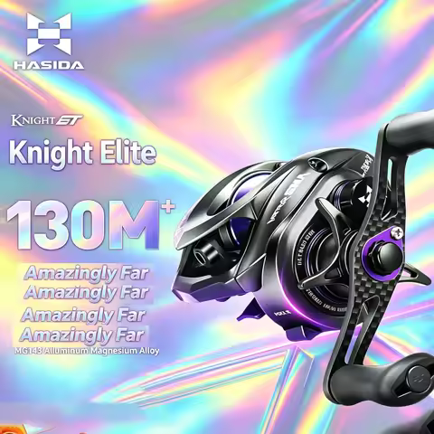 HASIDA Black Knight Elite Baitcasting Fishing Reel Aluminum Magnesium Alloy Rotor 143G Magnetic Brak