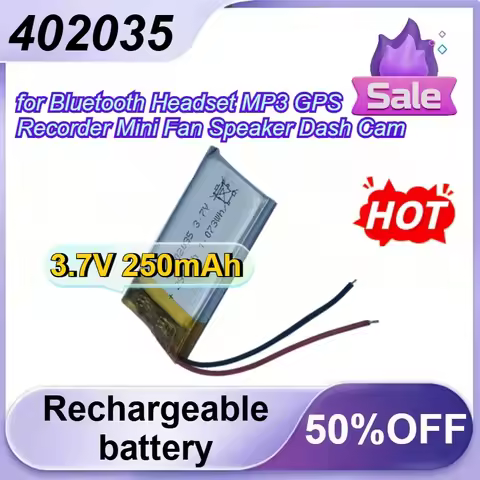 for 402035 3.7V 250mAh Rechargeable Lithium Battery for Bluetooth Headset MP3 GPS Recorder Mini Fan