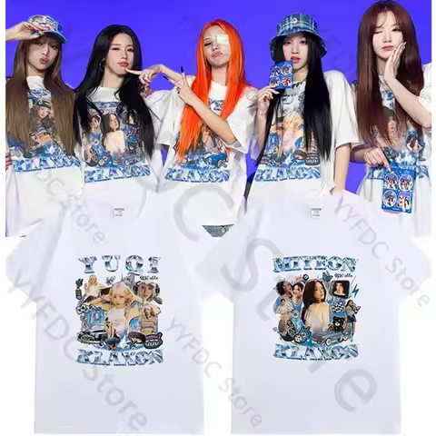 GIDLE T Shirt Fashion Retro Y2k MIYEON YUQI MINNIE SOYEON SHUHUA Print T-shirt Women Men Kpop Summer
