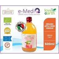 Love Earth Organic Apple Cider Vinegar (Cuka Epal Organik) 500ml [Product Of Italy] (Exp:Nov/2028)