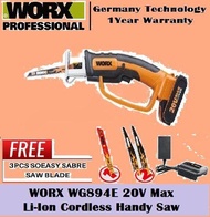 WORX WG894E 20V 2.0Ah Max Lithium-Ion Cordless Handy Saw with Power Share Technology (Gardening Powe