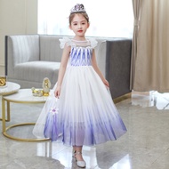 Girls Frozen Dress Elsa White Dress Cosplay Costume For kids