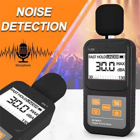B97A-Digital Sound Level Meter Handheld SPL Meter,30-130DB Audio Noise Measure, Larger Backlit LCD D