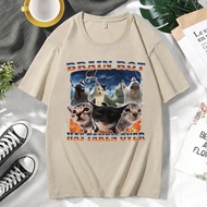 Rotten Brain Funny Cat T-Shirt Meme Men's Goofy Ahh Cats Vintage Hip Hop Comfortable Cotton Short Sl