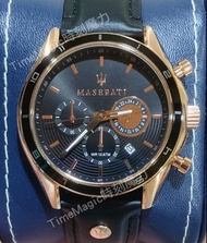 【時刻魔力】MASERATI 瑪莎拉蒂2016真三眼黑玫瑰金款手錶-SORPASSO系列(R8871624001)