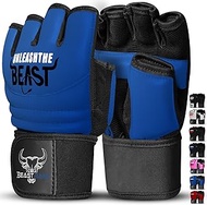 BEAST RAGE Punching Bag Taekwondo Karate Gloves for Men and Women, Half Finger MMA Kickboxing Sparri