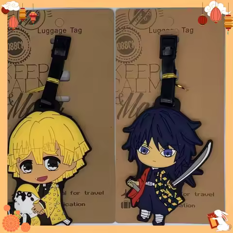 Demon Slayer Cute Luggage Tag, Tanjiro Travel Baggage Tag, Anime Character Travel ID Tag for Suitcas