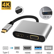 4 in 1 USB C HDMI Type c to HDMI 4K Adapter VGA USB3.0 Audio video Converter PD 87W Fast charger for Macbook pro Samsung s9 s10