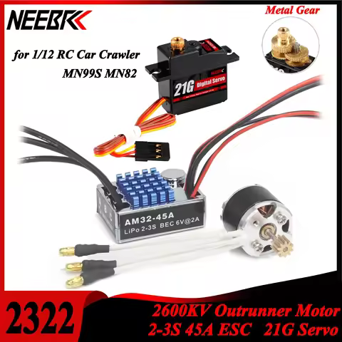 NEEBRC 2322 2600KV Outrunner Motor AM32 45A ESC 21g Servo for 1/12 RC Car Crawler Monster MN99S MN82