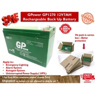 rechargeable battery GPower GP1270 12V 7AH Battery - Rechargeable Seal Lead Acid Back Up Battery for Autogate / Alarm Ba