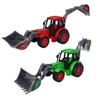 FARM TRACTOR 2-Head Car Excavator Bulldozer Hand-Playing Backhoe Very Large Size Super Fun To Play