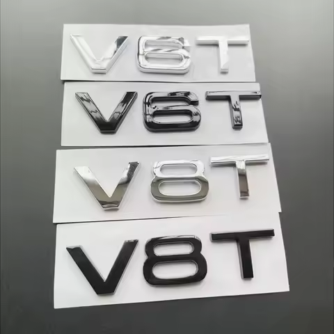 3D ABS V6T V8T Logo Car Rear Boot Trunk Side Fender Car Emblem Badge Sticker Decals For Audi A4L A5 
