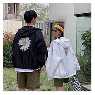 Áo khoác dù in hình Hoa Cúc 123SHOP dành cho cặp đôi cho nam cho nữ có mũ, jacket form rộng có 2 màu