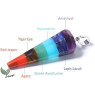 7 Chakra Stone Necklace Pendant Pendulum Crystal Hexagon Point Prediction For Women