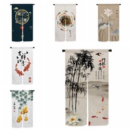 Japones Split Noren Door Curtain Chinese Koi Lanturn Plant Linen Door Way Curtain for Kitchen Privacy Partition Door deurgordijn