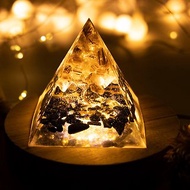 金字塔奧根塔Orgonite水晶生命之樹脈輪助眠冥想能量銅髮晶黑曜石