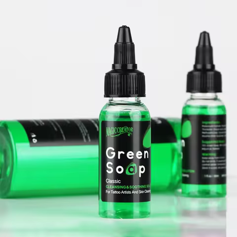 Tattoo Cleaning Soap Ink Tattoo Care for Fresh Tattoos Gentle Sulfate Free Tattoo Green Soap, Soothi
