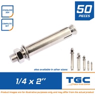 50 PCS Stainess Dyna Bolt 1/4  x 2 (M6 X 50mm) or Expansion Bolt or Concrete Anchor or Sleeve Anchor