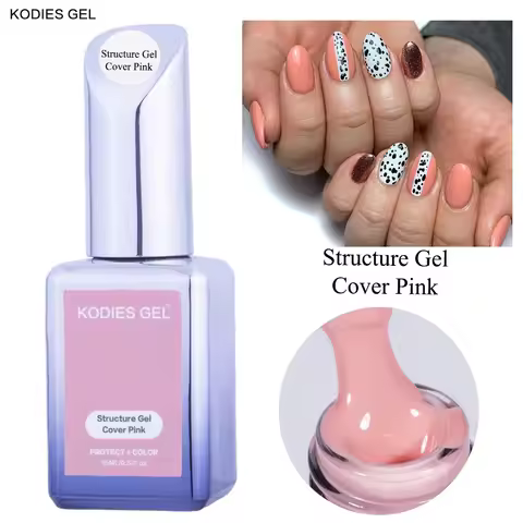 KODIES GEL Structure Rubber Base Gel Nail Polish 15ML UV/LED Cover Pink Gellak Gummy Base Coat Gel V