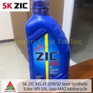 SK ZIC M5 4T Motorcycle Semi Synthetic Oil 20W50 API SL JASO MA2 1Liter