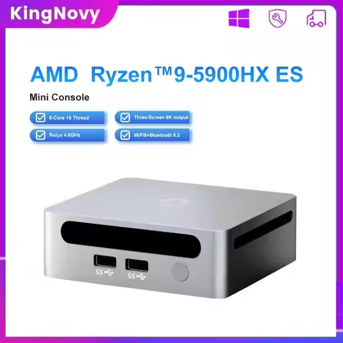 Kingnovy Gamer Mini PC AMD Ryzen 9 5900HX ES Windows 11 Pro Mini Computer Office Gaming desktop 2*DD