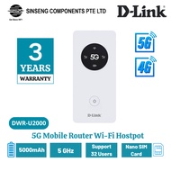 D-Link DWR-U2000 5G Mobile Router Wi-Fi Hostpot | 5G NR SA and NSA | 5G/4G/LTE | 5000mAH | up to 32 