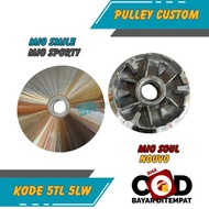 PULLEY 1 SET CUSTOM BUBUT + KEROK JALUR PULI PART ORIGINAL KODE 5LW 5TL UNTUK MOTOR MIO SMILE MIO GA