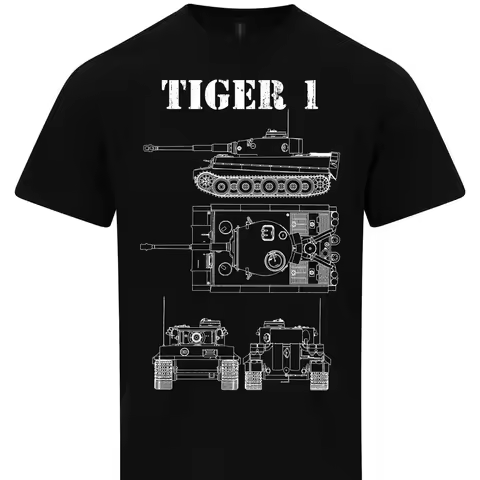 Tiger 1 Tank T-Shirt Technical Drawing WW2 German Army Shirt Vintage Military Vehicle Apparel