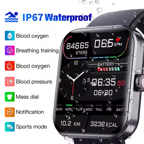 1.91-inch heart rate, blood pressure, blood oxygen, body temperature detection, healthy sports water