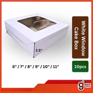 10pcs - Kotak Kuih Lapis / White Window cake box 6" / 7" / 8" / 9" / 10" / 11" x 11" x 2.5" Food Con