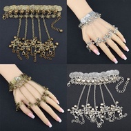 Zixia Fairy Bracelet Ring Integrated Chain Ancient Style Ancient Coin Finger Retro Ethnic Bell Dance