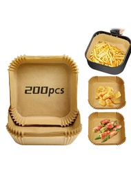 30/50/100/200pcs Air Fryer Disposable Paper Liners (6.3-7.9 Inches Square) Kitchen Accessories, High