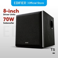 Edifier T5  ซับวูฟเฟอร์ RMS 70W ไดรเวอร์ 8 นิ้ว ฟิลเตอร์โลว์พาส RCA Black One